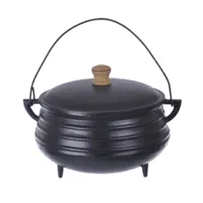 Panela Tripé Ferro Fundido Nº7 Caldeirão 4,5L com Tampa de Ferro Fogão Lenha e Gás