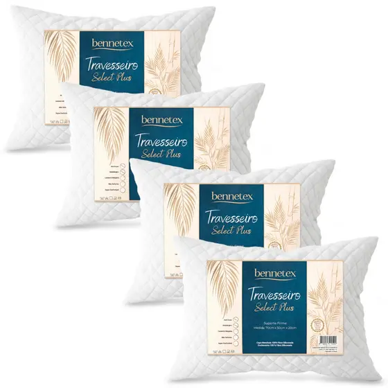 Kit C/4 ou 2 Travesseiros - Select Plus - Luxo - Matelado - 50x70 - Suporte firme