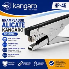 Grampeador Alicate 30 Folhas 24/6 e 26/6 Metal Reforçado Profissional Prata