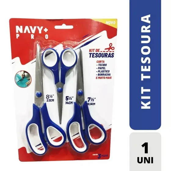 Kit 2/3/4 Tesouras Profissionais Multiuso 5.5/7.5/8.5" Luatek Costura Artesanato Domestico