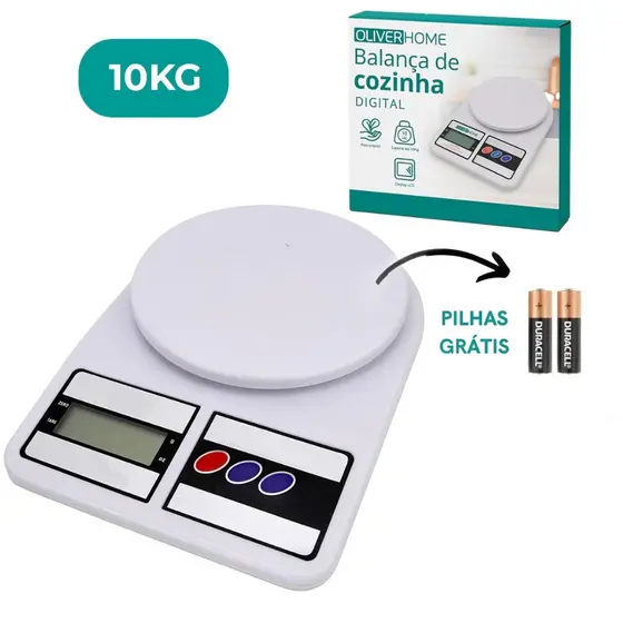 Balança de precisão cozinha Digital 10Kg Com pilhas AA