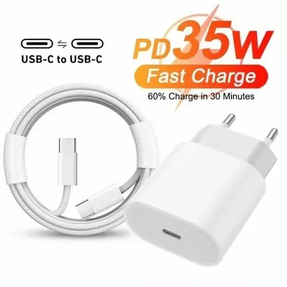 Carregador Turbo 35W iPhon USB C Original Fonte PD Carregador iPhon 15 iPhon 16