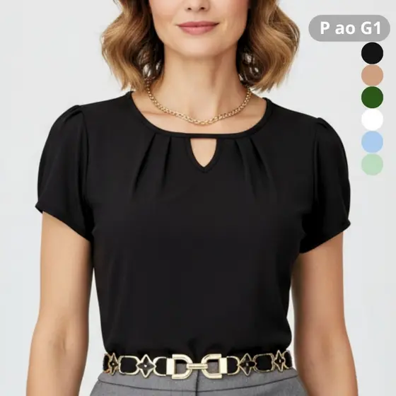 Blusa Feminina Manga Curta Moda Classica Casual Elegante Evangelica
