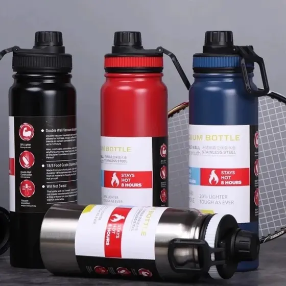 garrafa espacial de 800,uso duplo para bebidas quentes e frias, grande capacidade, garrafa térmica de aço inoxidá