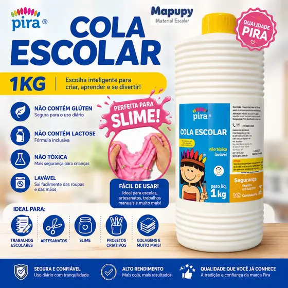 Cola Liquida Branca 1kg Escolar Lavável