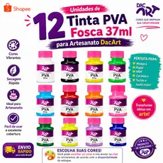 12 Unidades Tinta PVA Fosca para Artesanato 37ml  / DacArt