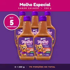 Kit 5 Molho Especial Para Ração Gato 250g Sabor Salmão Cremoso Saboroso Petisco Líquido Caats Tasty
