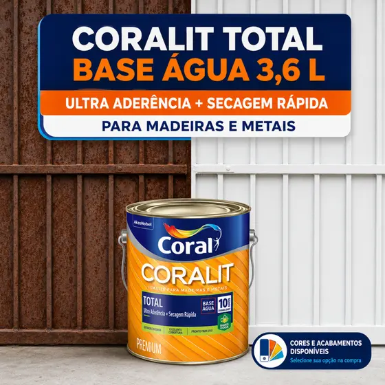 Esmalte Base Água Metal E Madeira 3,6l Coralit Total Secagem Rápida e Ultra Aderência