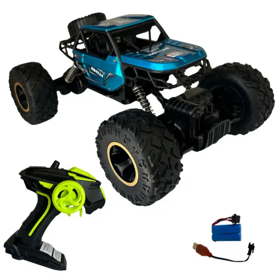 Carrinho Controle Remoto 4x4 Bateria Potente Rock Grande Amortecedores Flexivéis