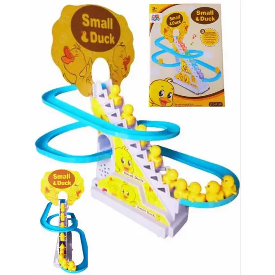 Brinquedo Pista Patinho Pato Escorrega Som Musical Infantil 9 Patinhos Escadinha
