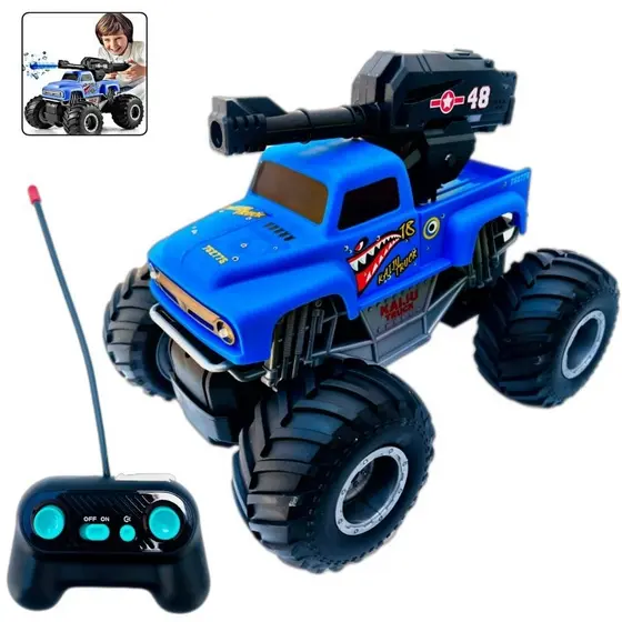 Carrinho Controle Remoto Jipe 4x4 Lança Bolinha Radical Luz