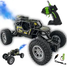 Carrinho Controle Remoto 4x4 Recarregavel Solta Fumaça E Luz Preto Super Monster Off-road