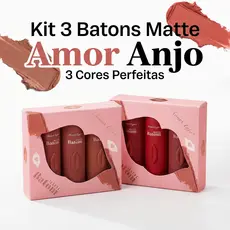 Amor Anjo Kit Batom Matte aveludado -Efeito Molhado,Toque Natural, Ótimo para Presente