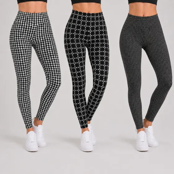 Calça Feminina Legging Montaria Skinny Jacquard Justa Modela Corpo Cós Alto Moderna Luxuosa