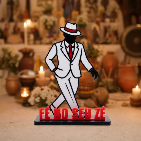 Estatueta Zé Pilintra Imagem Religiosa Umbanda Decoração Premium 3D Escultura