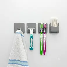 Kit 4 Suportes Organizador De Banheiro Parede Adesivo Sem Furo Moderno