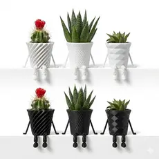 Kit 3 Vasos Bob Plants Perninha Articuladas Para Suculentas e Plantas - Trio Decorativo Diversas Cores