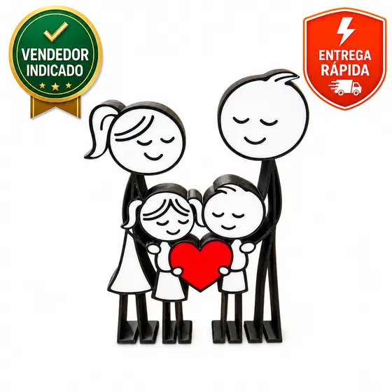 Enfeite Família Decorativa Feliz Personalizada - Presente Dia das Mães Pais Namorados Celebração Casal de Filhos