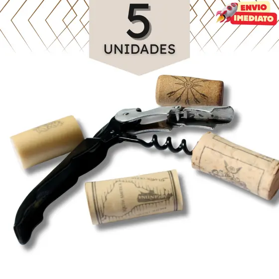 Kit de Saca Rolhas / Rolha - 3 em 1 - Abridor de Garrafas, Mini Faca