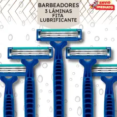 Aparelhos de Barbear Barbeadores Azul 12cm com Tripla Lâmina e Fita Lubrificante Barbeador - 24,36,48,96 ou 120 unidades