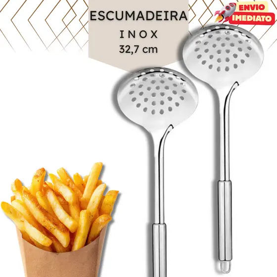 Kit Escumadeira em Inox 32,7 cm - Restaurante Buffet