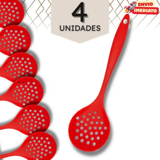 Kit Unidades Escumadeira de Silicone 28,6 cm - Restaurante Buffet - 2, 4 ou 10 unidades