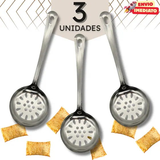 Kit de Escumadeira em Inox 25,8 cm - Restaurante Buffet Cozinha