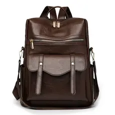 nova mochila feminina em PU, estilo retrô europeu e americano, versátil