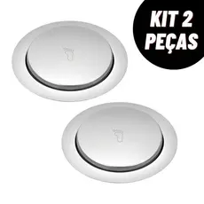 Kit Ralo Inteligente Click Redondo Prata 10x10 15x15 Cm Inox Banheiro Lavabo Veda Cheiro