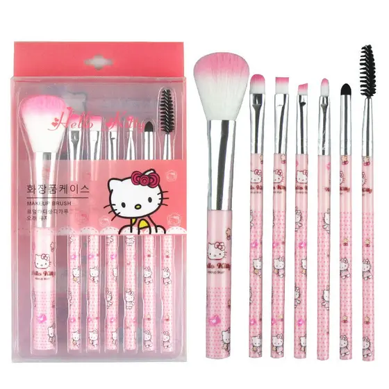Conjunto de pincéis de maquiagem Hello Kitty, cosméticos rosa, inclui pincel para base e pincel para lábios, design de p