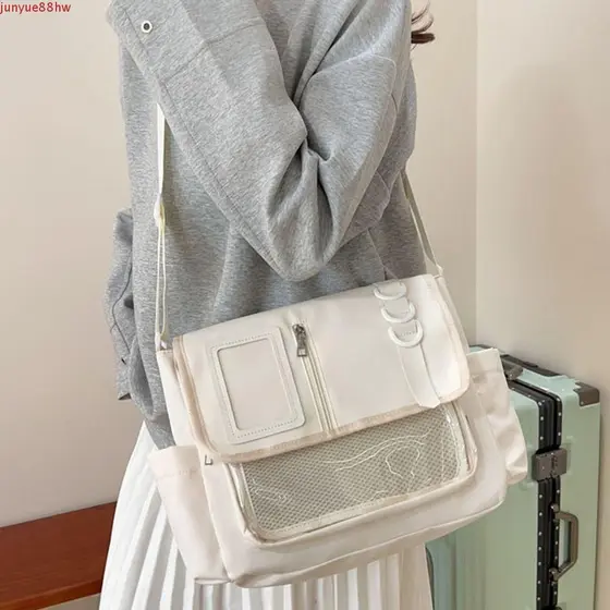 JUNYUE Itabag de cor sólida, bolsa com zíper, bolsa de nylon transparente, usada para guardar bonecas de algodão, bolsa