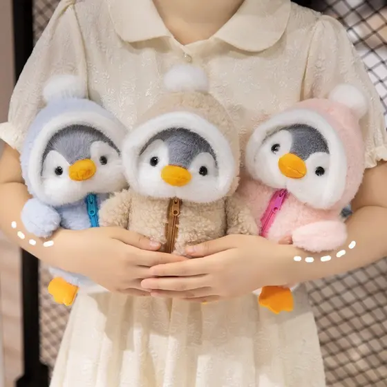 Pelúcia de pinguim macia e fofa de 25cm, boneco de casal de animais de desenho animado, adequado para crianças e bebês.