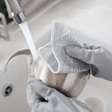 Toalha de prato de fio prateado dupla face, toalha de prato, absorve água, sem óleo, prato, pano de prato, limpeza domés