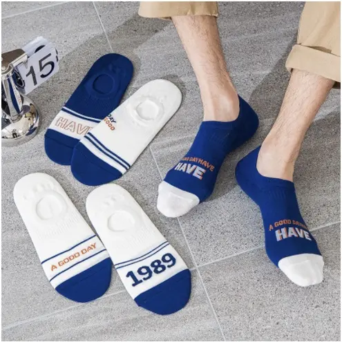 Primavera verão meias de barco masculinas meias invisíveis Anti-deslizamento All-match meias de algodão japonês na moda