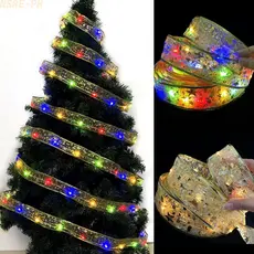 Fita LED 2M Com 20 Lâmpadas E Laços De Vermelha Dourada Prateada Para Uso Sazonal