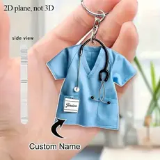 Chaveiro Plano 2D Para Enfermeira Com Detalhe De Estetoscópio , Acrílico Trabalhadores Médicos . Presentes Ideais Format