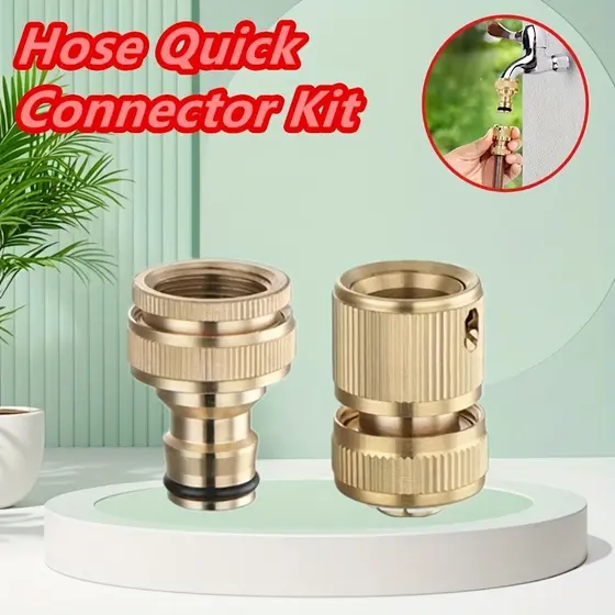 Kit 2 Peças Conectores Rápidos Metálicos - Rosca EU, à Prova de Vazamento, para Irrigação