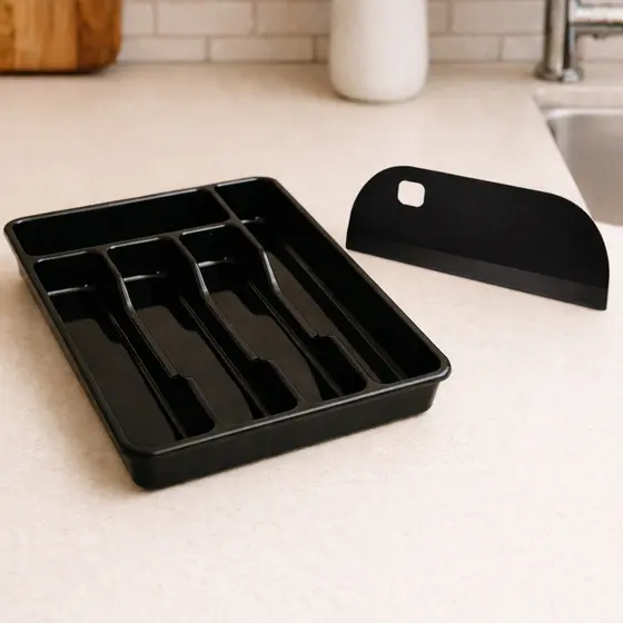 Kit Organização de Cozinha Completa – Organizador de Talheres + Rodinho Multiuso Compacto
