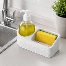 Porta Detergente e Esponja Organizador de Pia Escorredor Cozinha Branco/Preto/Cinza