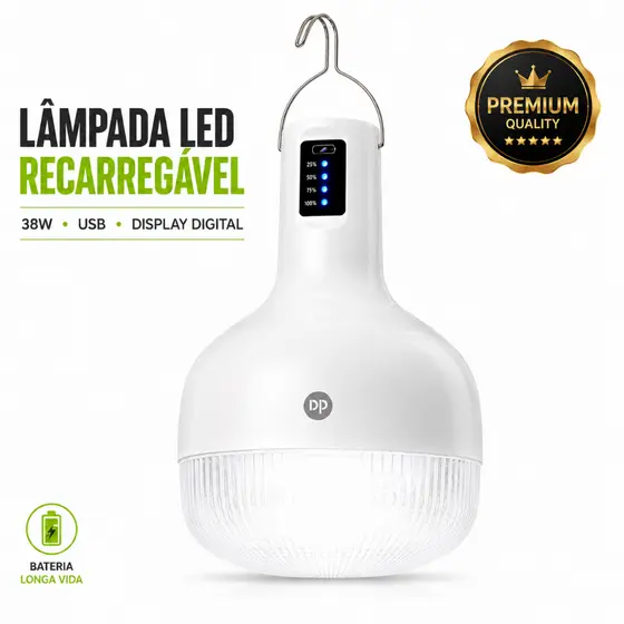 Lâmpada de emergência LED 35W portátil e recarregável luz potente Bulb 4000mah Lanterna Bateria usb