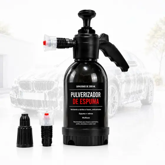 Pulverizador Borrifador de Espuma Manual 2L Alta Pressão Snow Foam Aplicador 2 Bicos Carro Moto