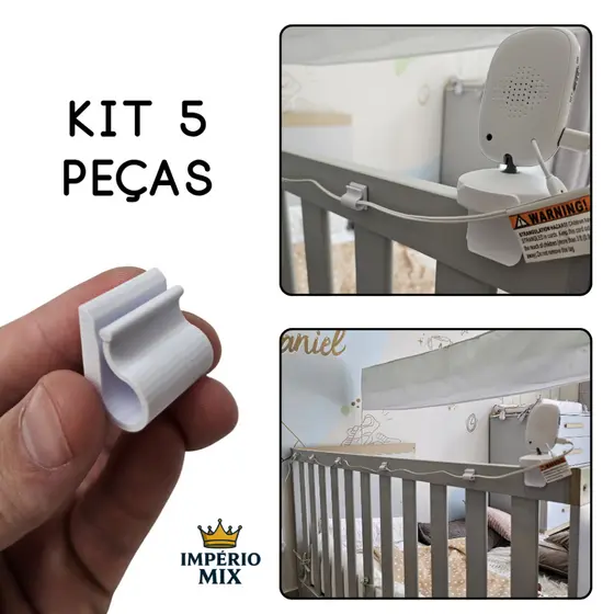 Kit 5 Organizadores de Fio para Berço – Passa Fio BabySafe com Dupla Face – Para Babá Eletrônica