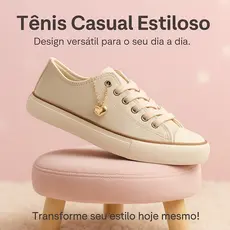 Tênis Feminino com Pingente Estilo e Conforto Palmilha Macia Aderência