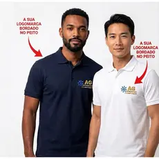 Kit 2 Camisas polo Uniforme com logo Bordado Personalizado no peito empresarial Empresa Fardamento