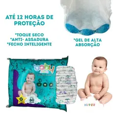 PACOTÃO DE FRALDA HIPER BARATA INFANTIL DESCARTÁVEL ANTI VAZAMENTO G COM 60