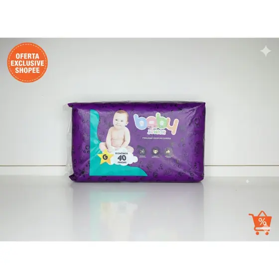 Fralda Baby Júnior Econômica G - 40 Unidades - Proteção Dia e Noite Descartável Atacado