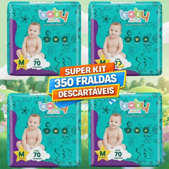 Hiper Kit Com 350 e Menos unidades Infantil Fraldas Ajustável Fralda Descartavel total Baby M C\70