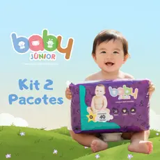 Kit Fralda Descartável Baby Junior Econômica G Com  2 Pacotes  Com 40 Unidades Totalizando 80 Fraldas