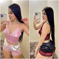 Baby Dool de Cetim com Renda