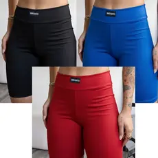Kit 3 Shorts feminino academia liso Bermudinha malhar cintura alta ZERO transparência legging GROSSAplex
